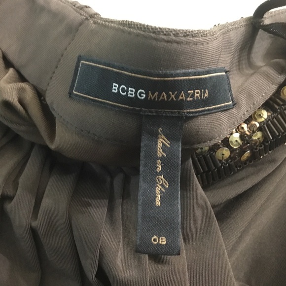 Beautiful BCBGMAXAZRIA cocoa one-shoulder mini dress gold/copper beading - Picture 10 of 12